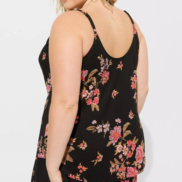 Torrid Ava Stretch Challis Lace Trim Cami Trompe loel floral NWT - Picture 2 of 4